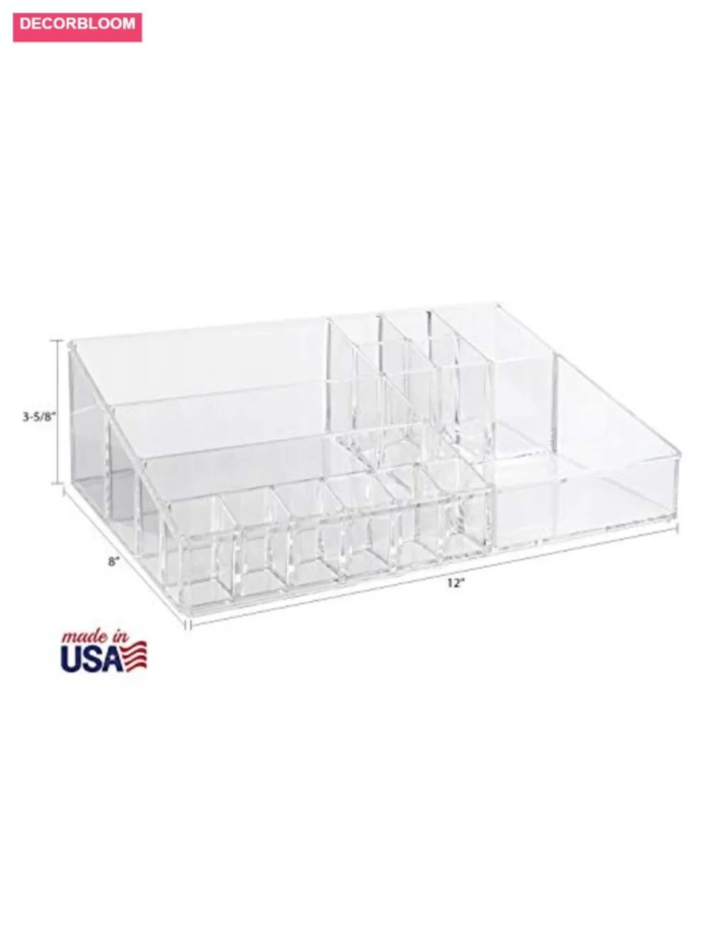 15-Compartment Clear Acrylic Makeup Organizer for Vanity, Brushes & Palettes